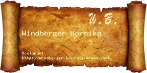 Windberger Borsika névjegykártya